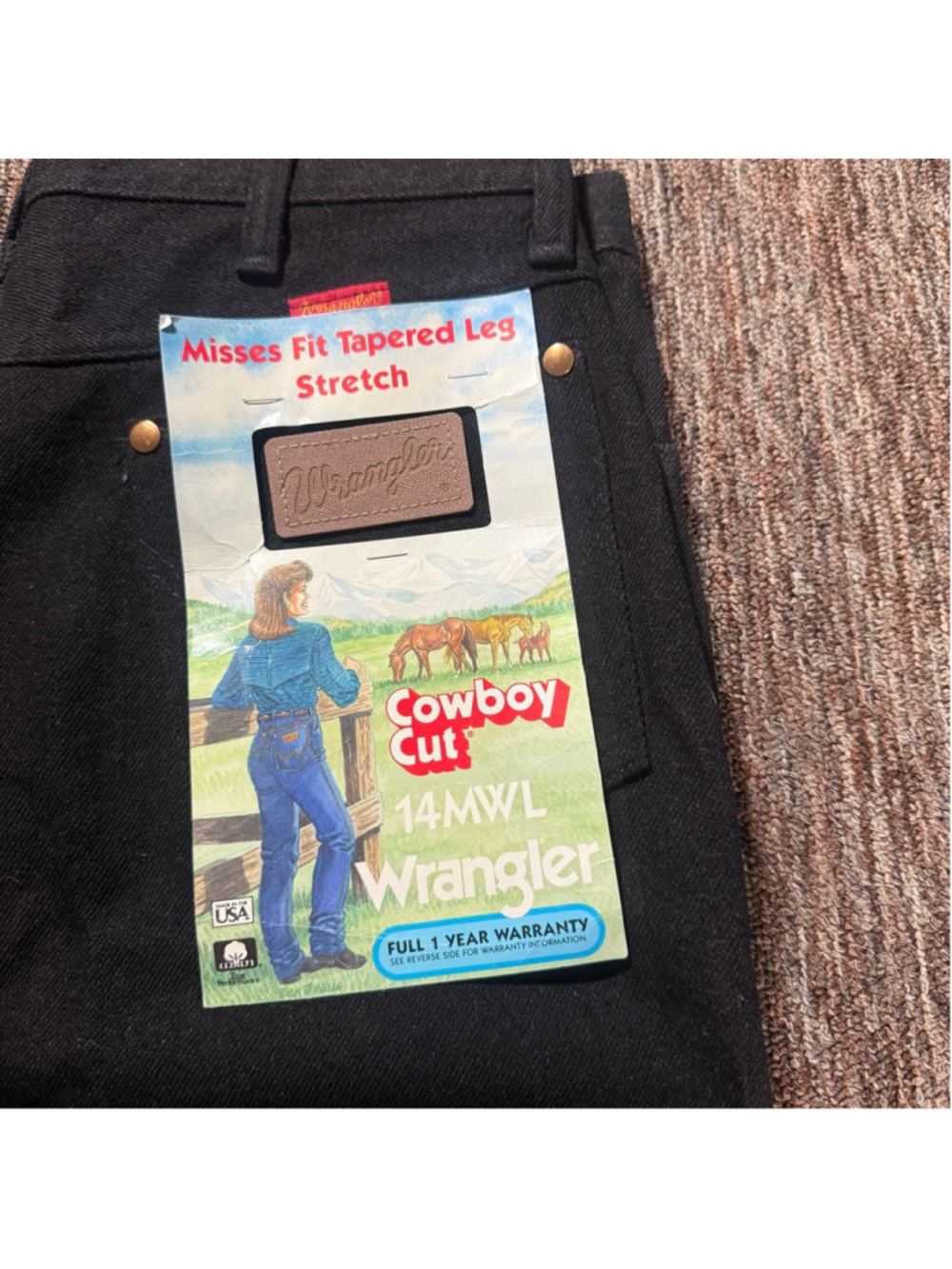 Wrangler Cowboy Cut Deadstock Vintage 80s Black Jeans 16x32 NEW